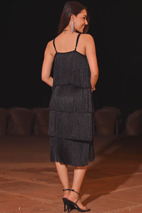 Lio Black Fringes Dress