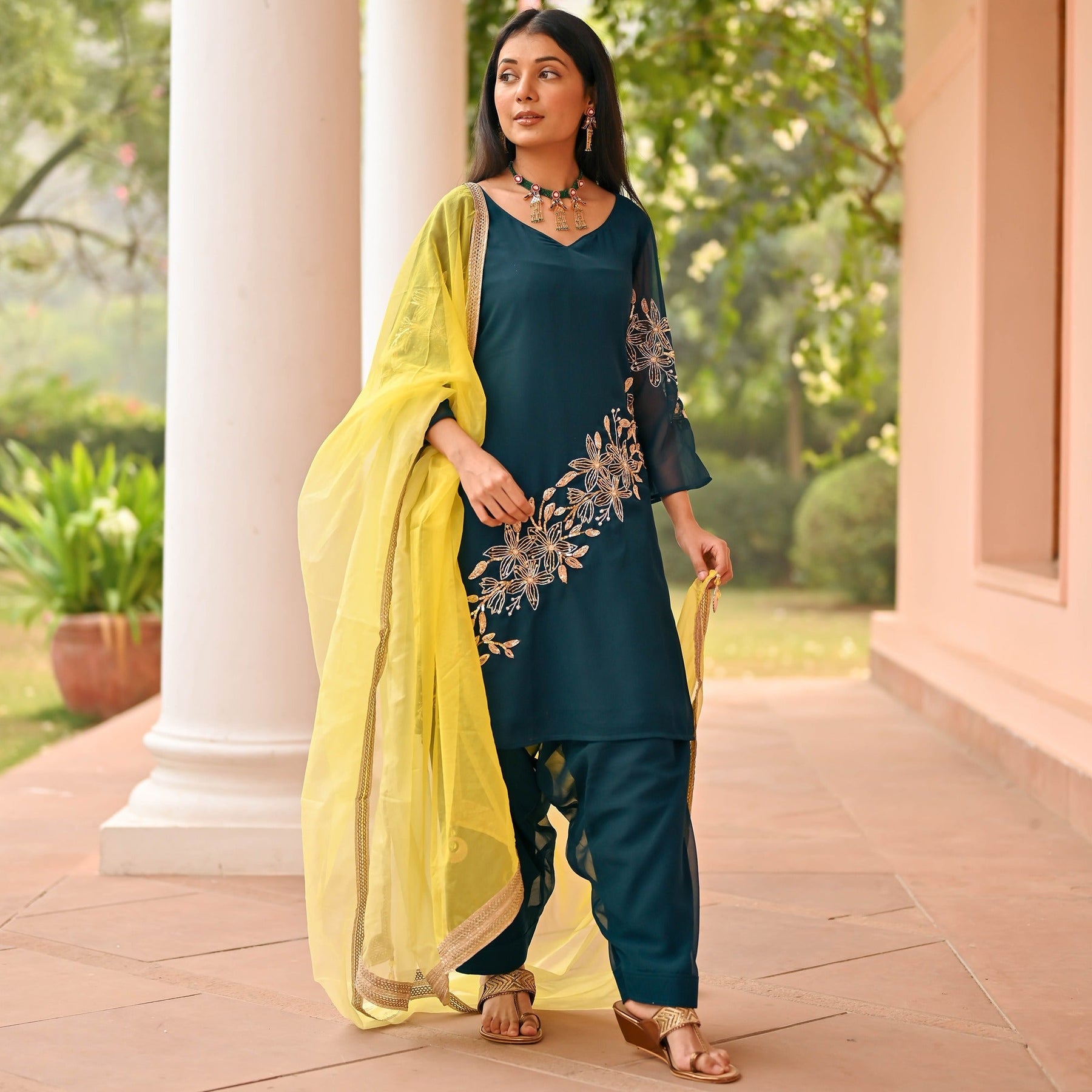Teal Green Patiala Set