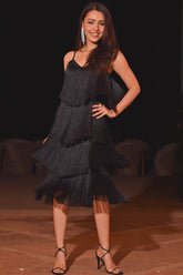 Lio Black Fringes Dress