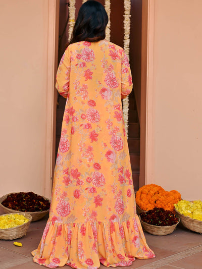 Yellow Printed Three Piece Set