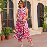 Pink Cotton Printed Kurta Set