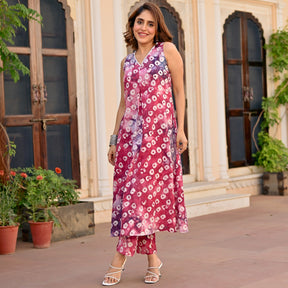 Pink Cotton Printed Kurta Set