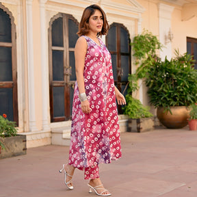 Pink Cotton Printed Kurta Set