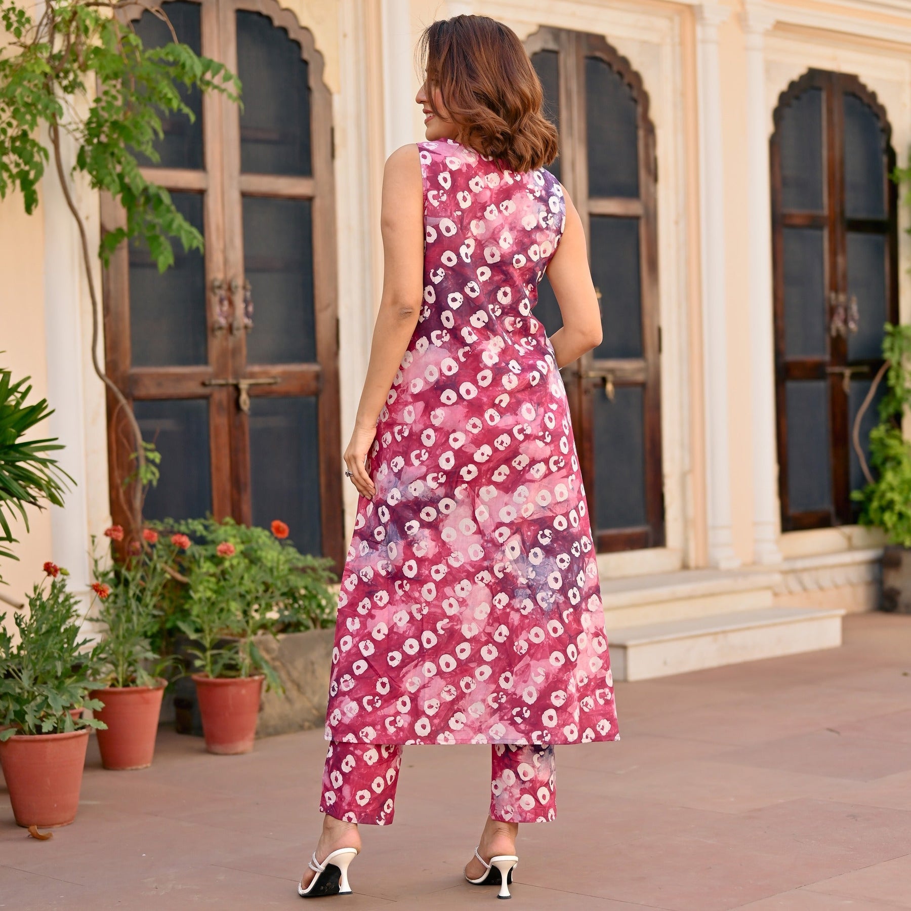 Pink Cotton Printed Kurta Set