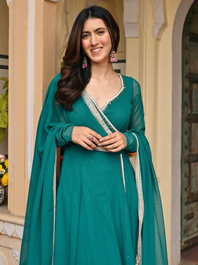 Teal Blue Georgette Angrakhaa Set