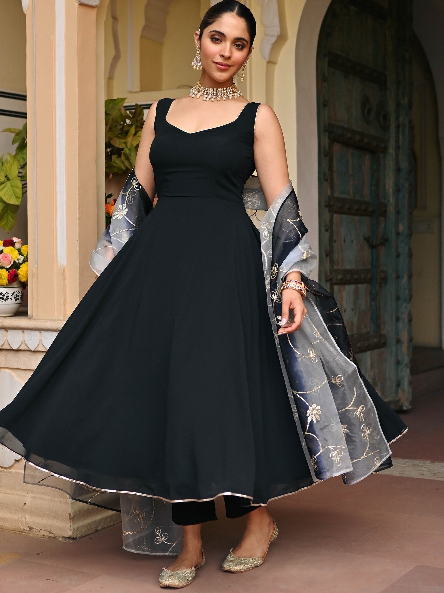 Black OMBRE ANARKALI SET XXXL