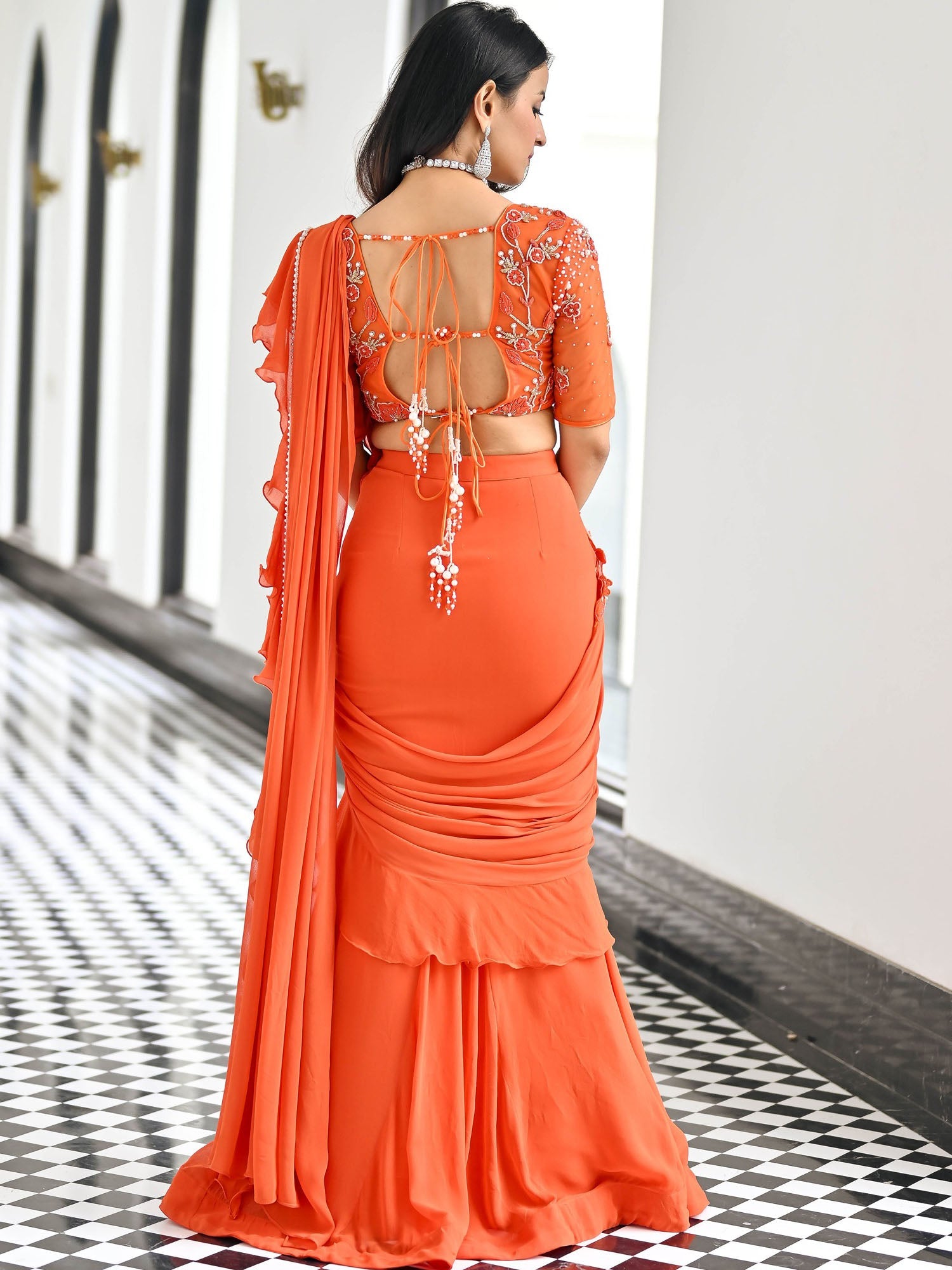 orange saree dress Got to drape this gorgeous burnt orange cotton saree for my friends valaikapu , #sareedraping #southasian #sareedrapingtutorial #outfitreel #sareesofinstagram