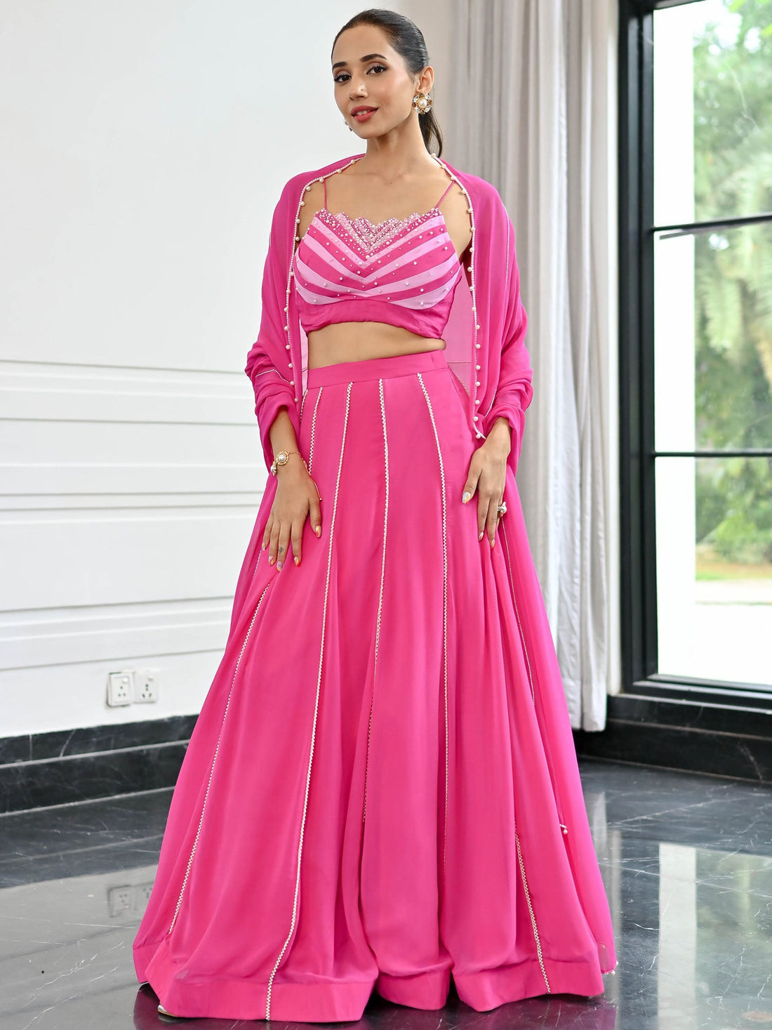 TCR BARBIE PINK SILK MIRROR WORK LEHENGA!