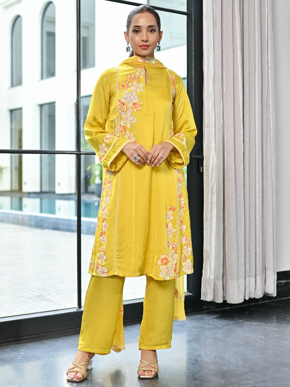 Falguni Supima Cotton Mustard Kurta Set