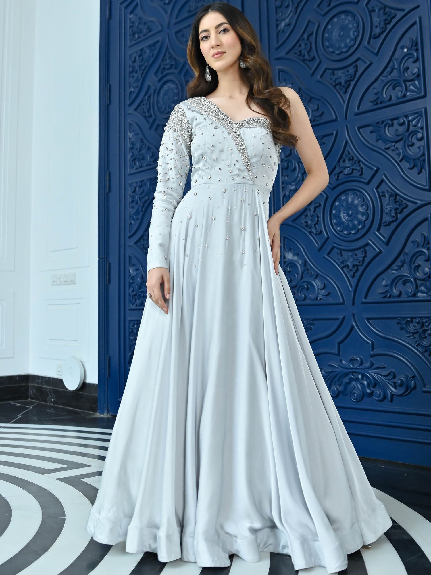 Crystal Couture Silver long gown M Crystal Couture Silver long gown M