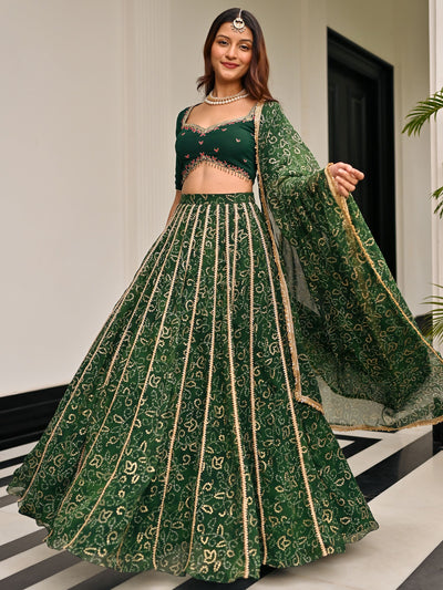 BHANDHEJ BAAGH Green Lehenga