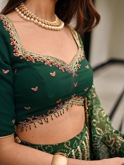 BHANDHEJ BAAGH Green Lehenga