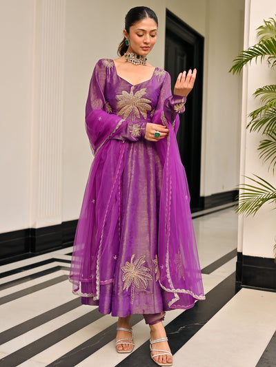 The Royals Purple Anarkali Set