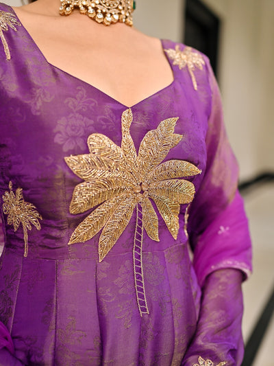 The Royals Purple Anarkali Set