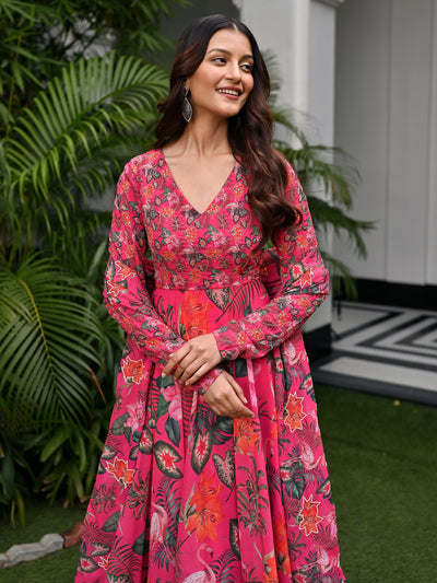 Tropical Radiance Pink Anarkali set