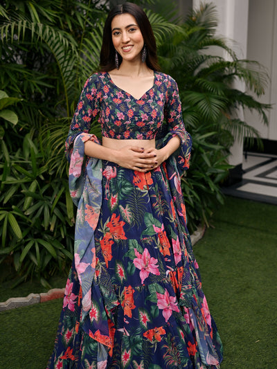 Tropical Radiance Blue Lehenga set