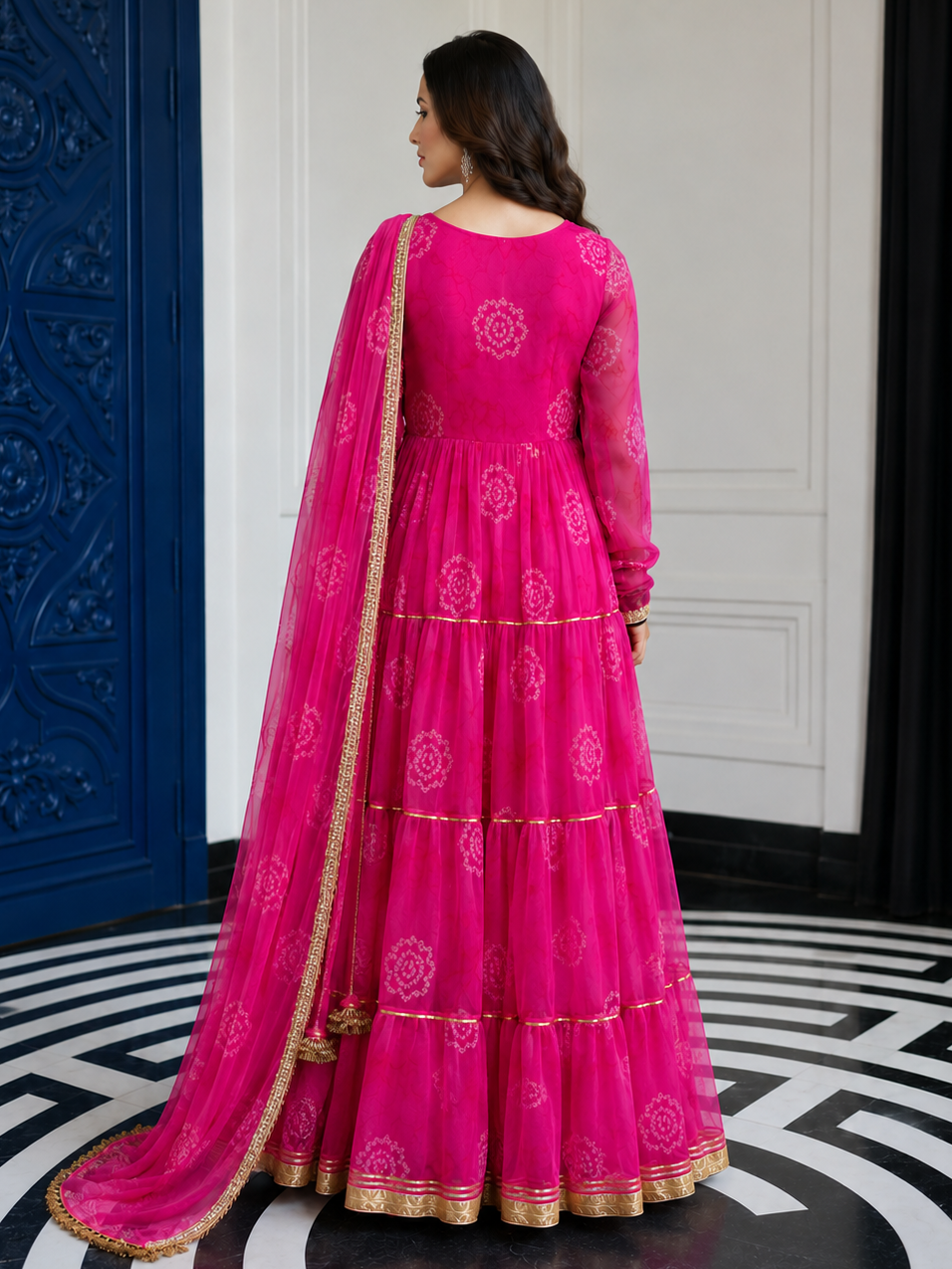 Pink Bhandhej Anarkali