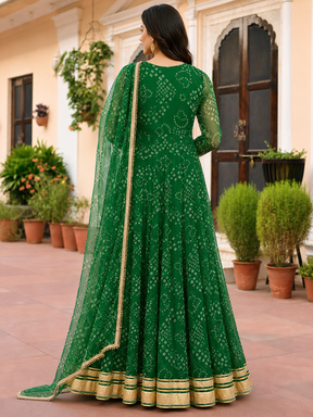 Green Bandhej Anarkali