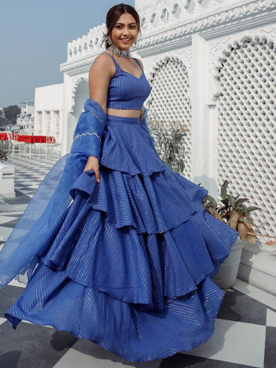 Blue Lehenga Cotton Set