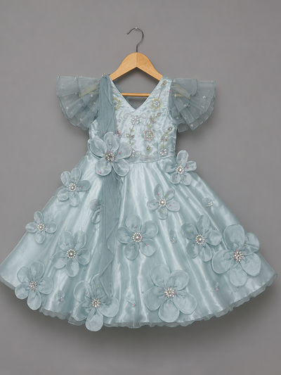 SKY BLUE RUFFLE GOWN