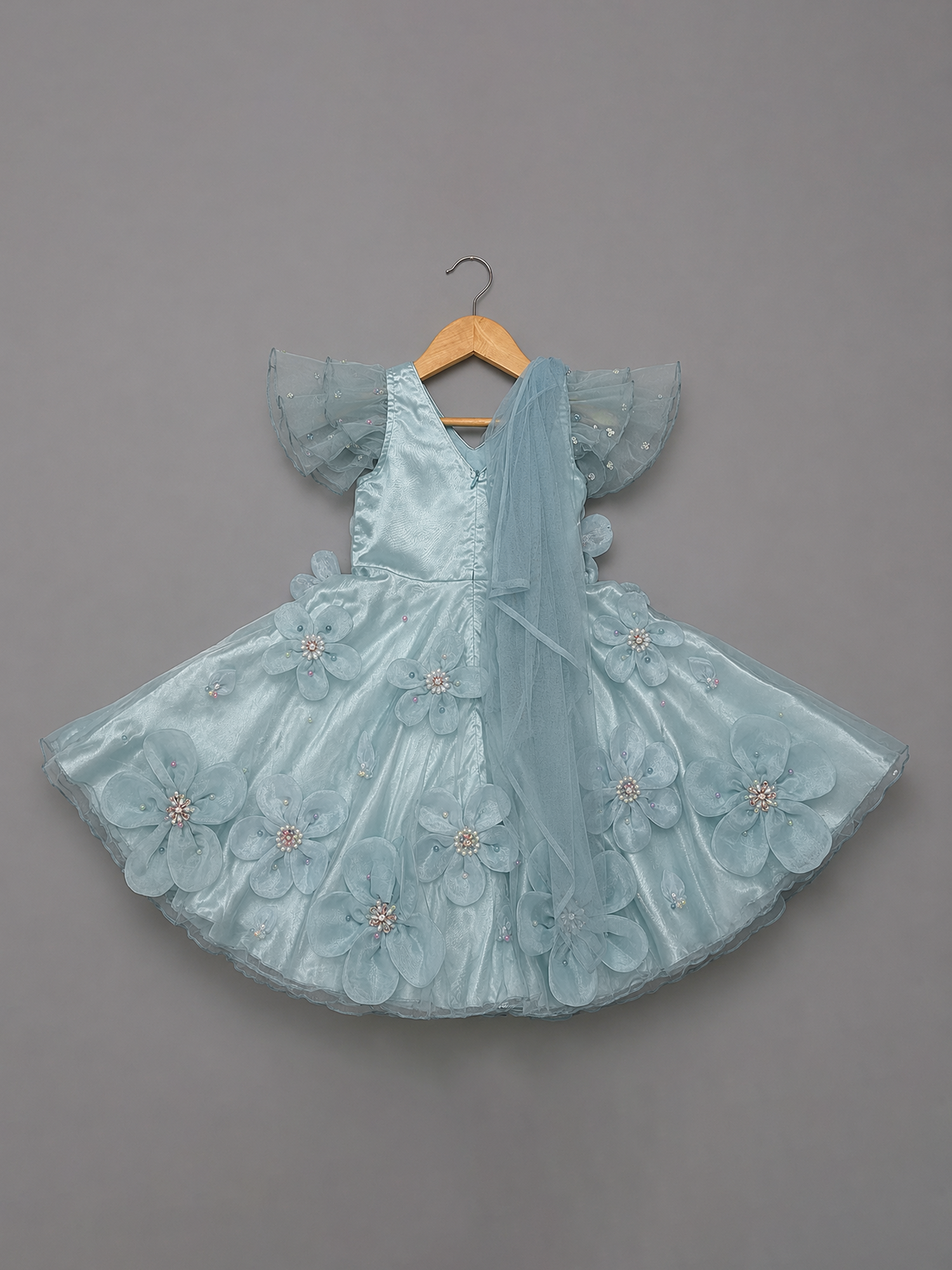 SKY BLUE RUFFLE GOWN