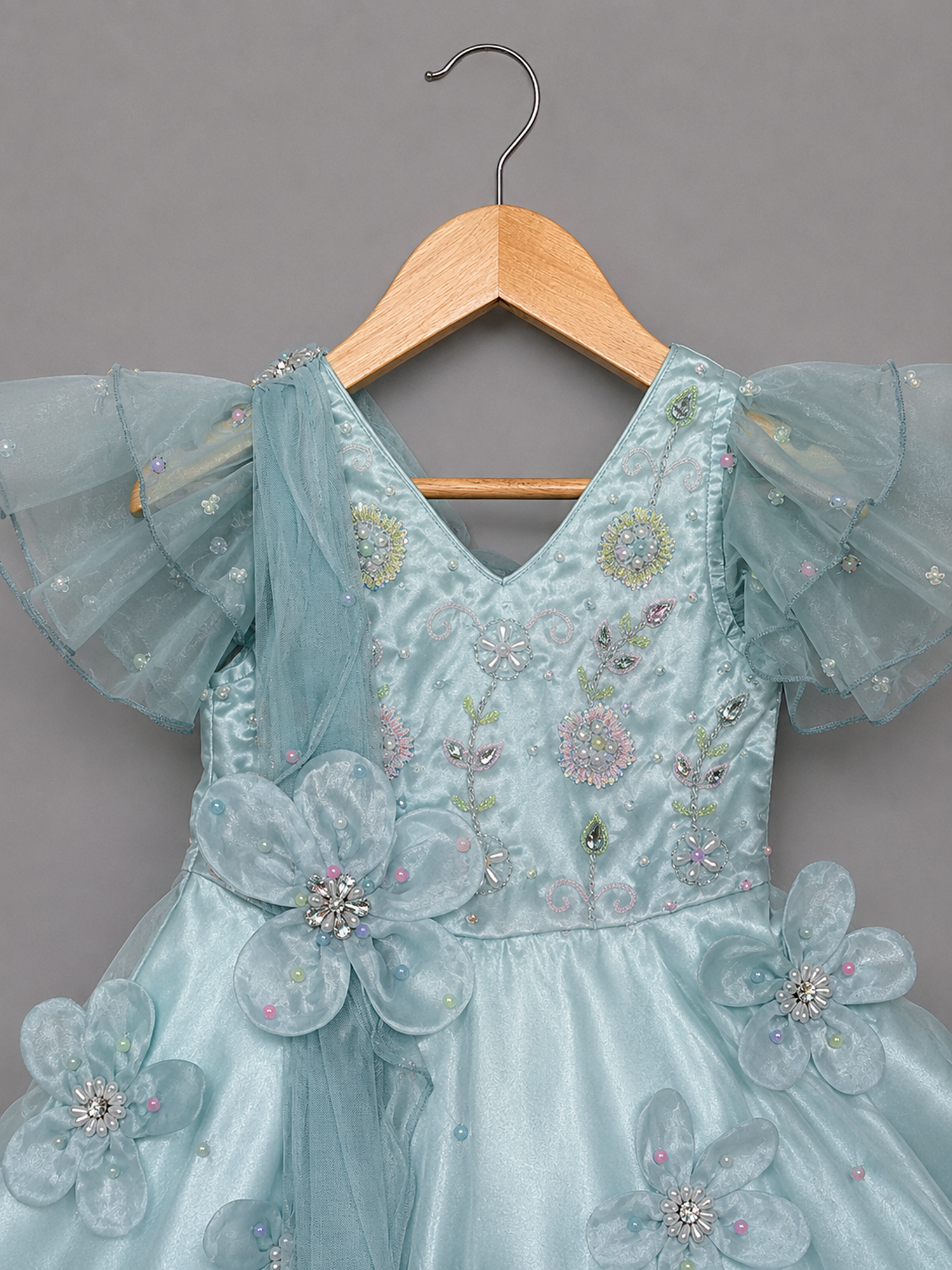 SKY BLUE RUFFLE GOWN