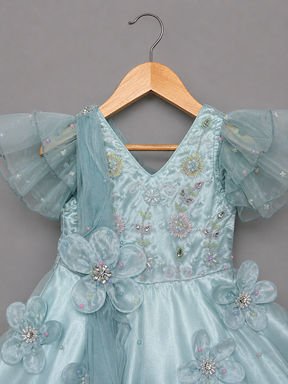 SKY BLUE RUFFLE GOWN