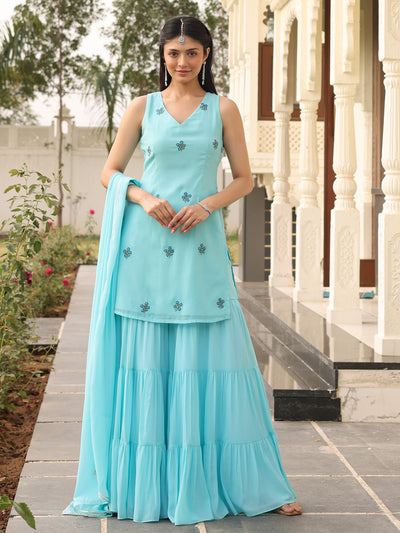Poo's Iconic Blue Sharara Set