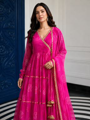 Pink Bhandhej Anarkali