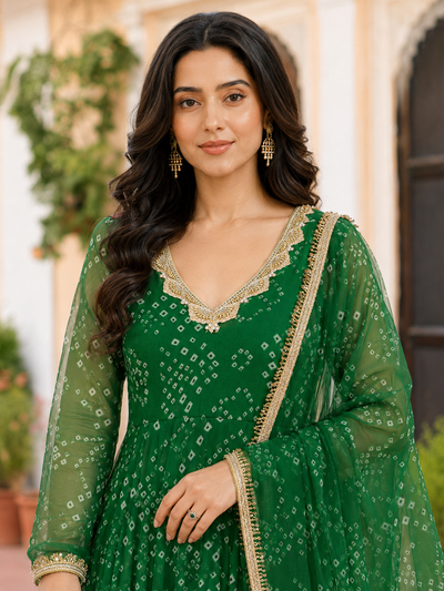 Green Bandhej Anarkali