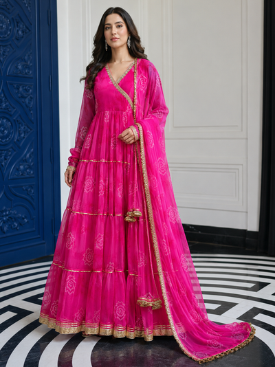 Pink Bhandhej Anarkali