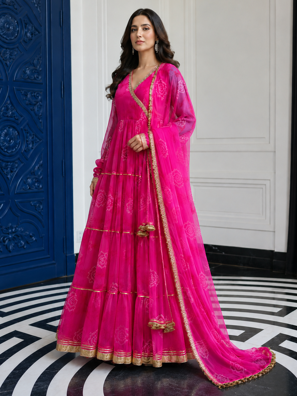 Pink Bhandhej Anarkali