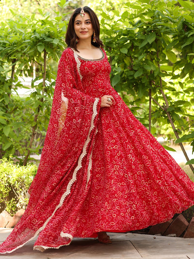 BHANDHEJ BAAGH Red Anarkali