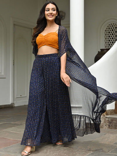 Blue Bandhani Coord set