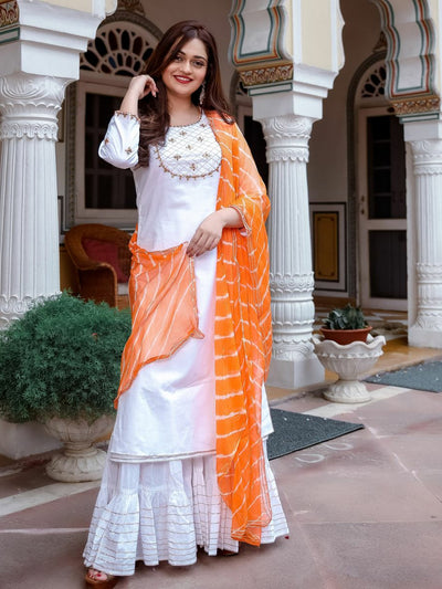 White Handwork Kurta Set