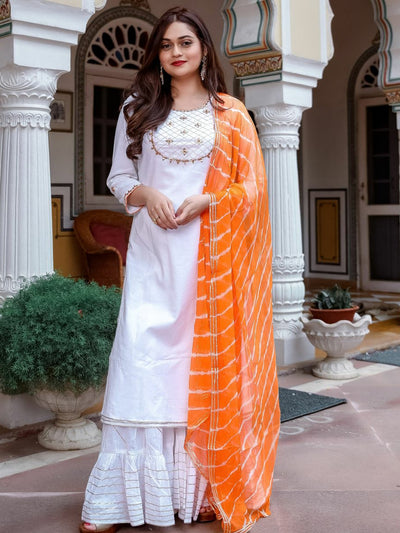 White Handwork Kurta Set