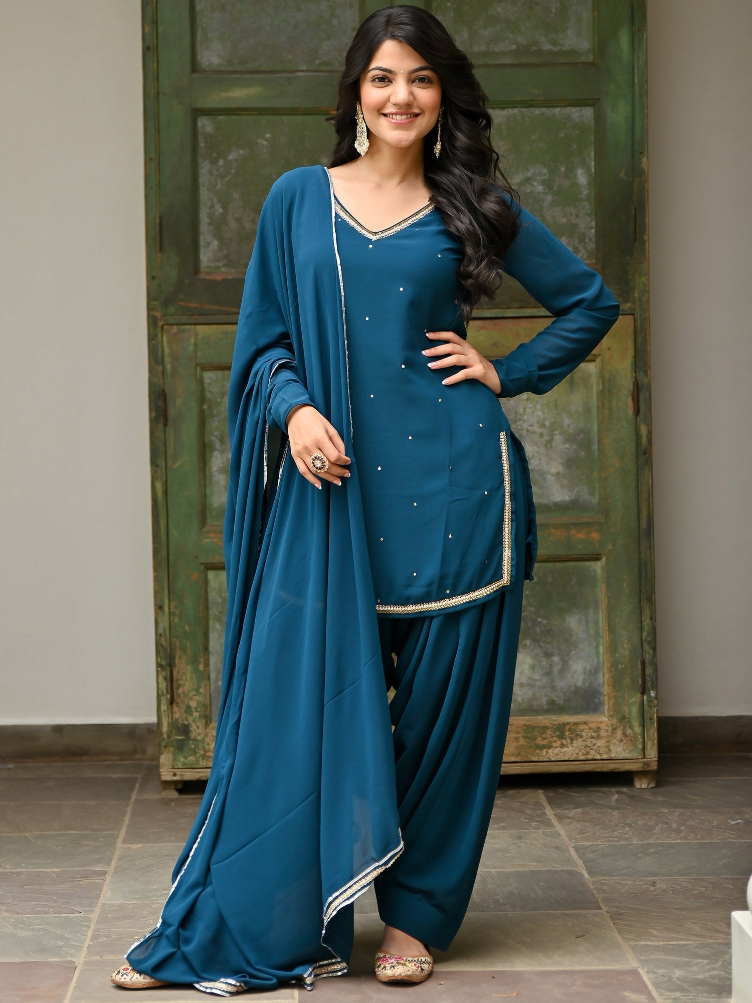 party wear patiyala dress Handmade Punjabi Suit: Patiyala Salwar, Kurta, Dupatta Set