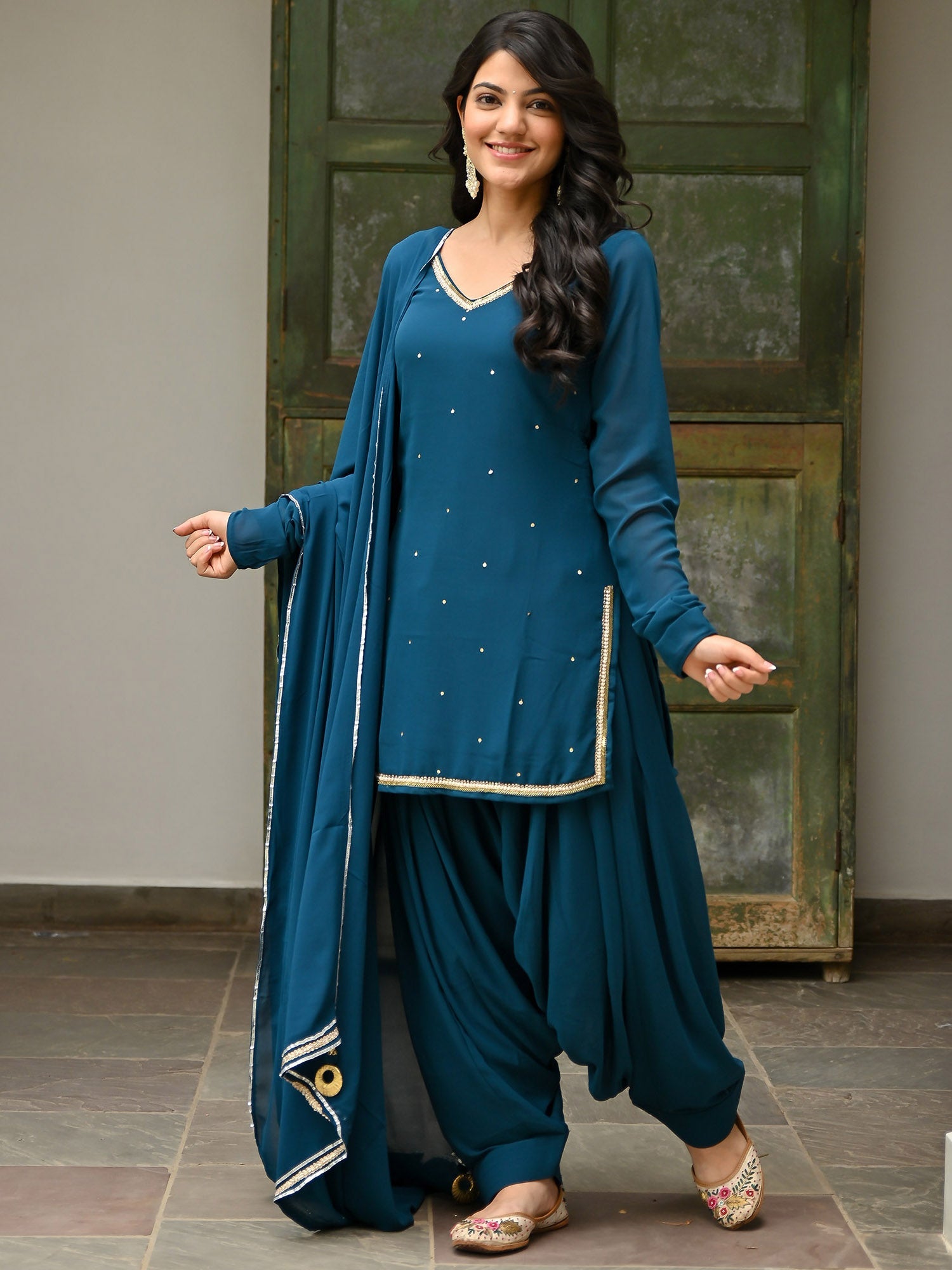 Patiyala Dress Pattern Teal Patiyala Suit Set Xs Patiyala Dress Pattern Teal Patiyala Suit Set Xs