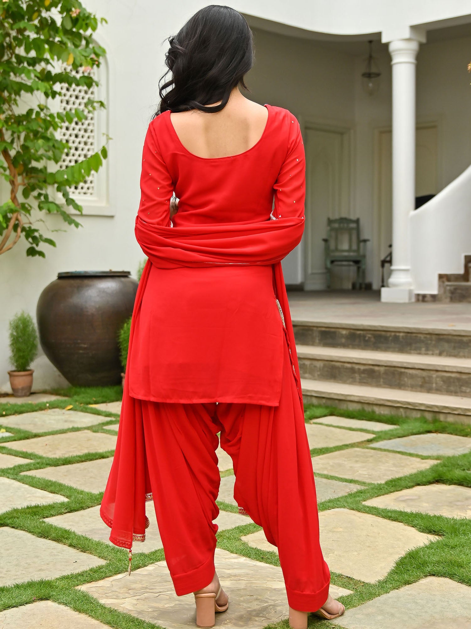 red patiyala dress Buy Taffeta Silk Punjabi Suits Online at Indian Cloth Store