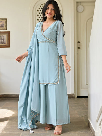 Blue Handwork Sharara Set
