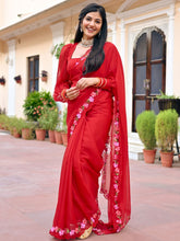 Red Embroidered Saree