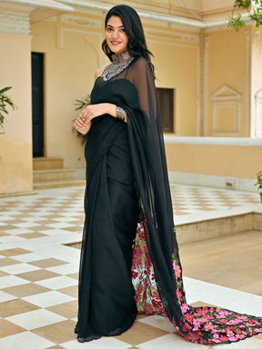 Black Embroidered Saree