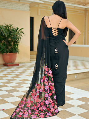 Black Embroidered Saree