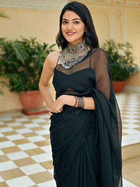 Black Embroidered Saree