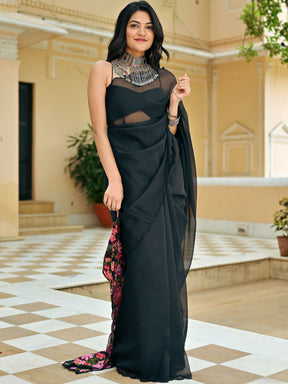 Black Embroidered Saree