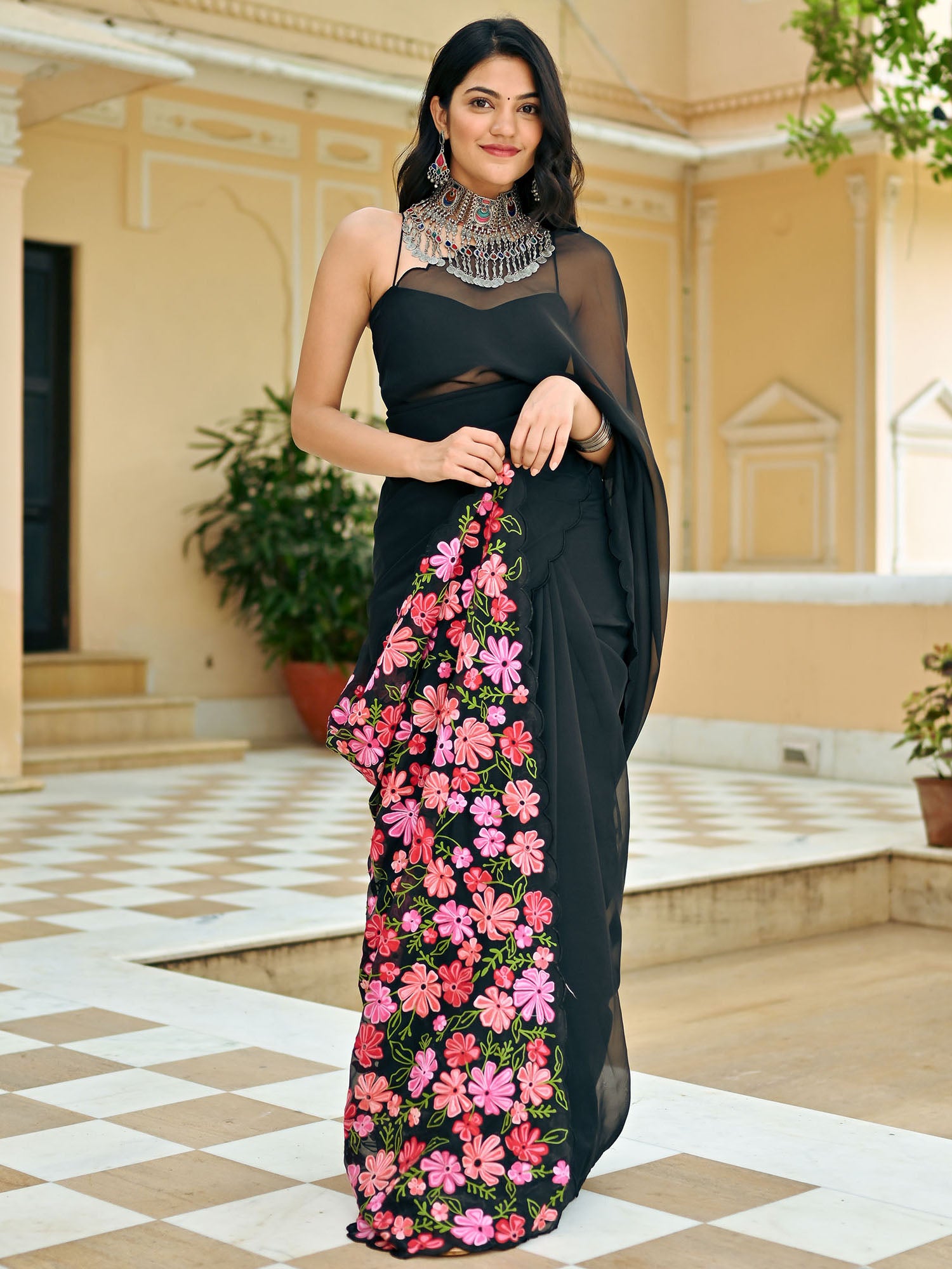 Black Embroidered Saree