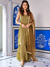 Green Lurex Sharara Set