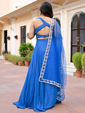 Blue Lurex Lehenga Set