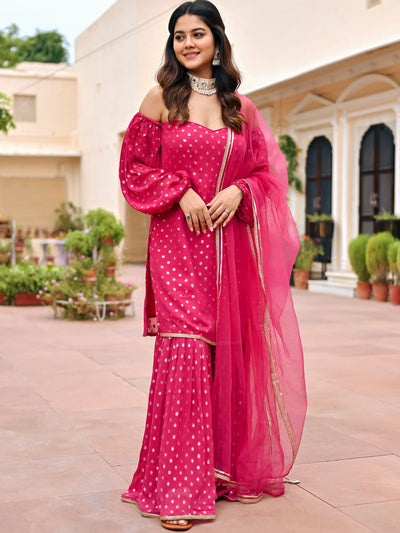 Pink Georgette Sharara Set
