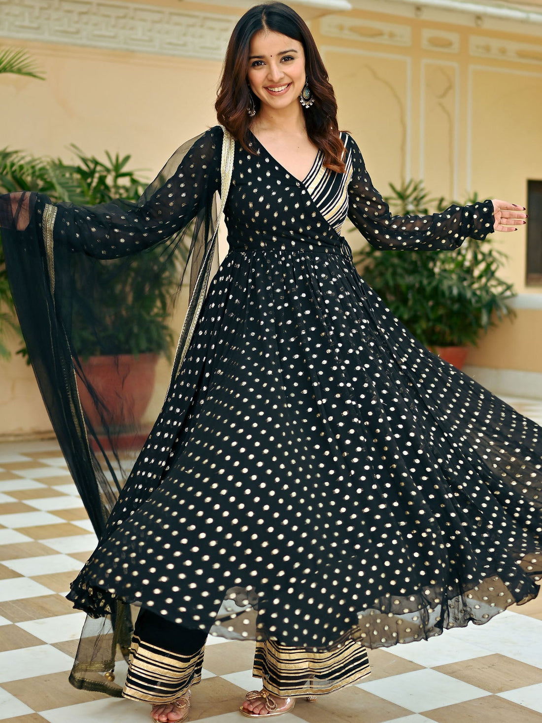 Rose Brown Anarkali style Dress Real Georgette main image 1